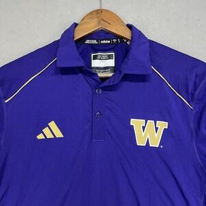Adidas Washington Huskies Polo Shirt Mens Small Purple AEROREADY NCAA Sideline